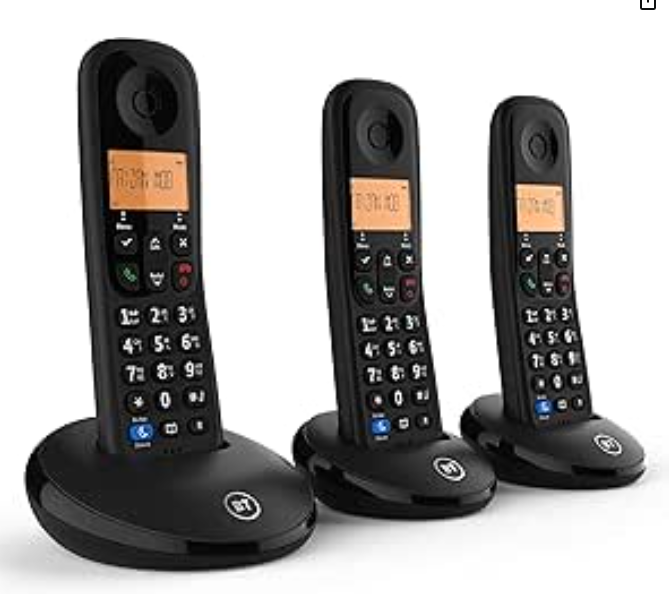 BT Everyday Cordless Landline House Phone, Home Phone, Basic Call Blocker, Do Not Disturb button, Trio Handset Pack